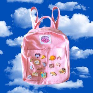 BRAND NEW ENAMEL PIN COVERED BIG BUD PRESS BABY PINK BACKPACK